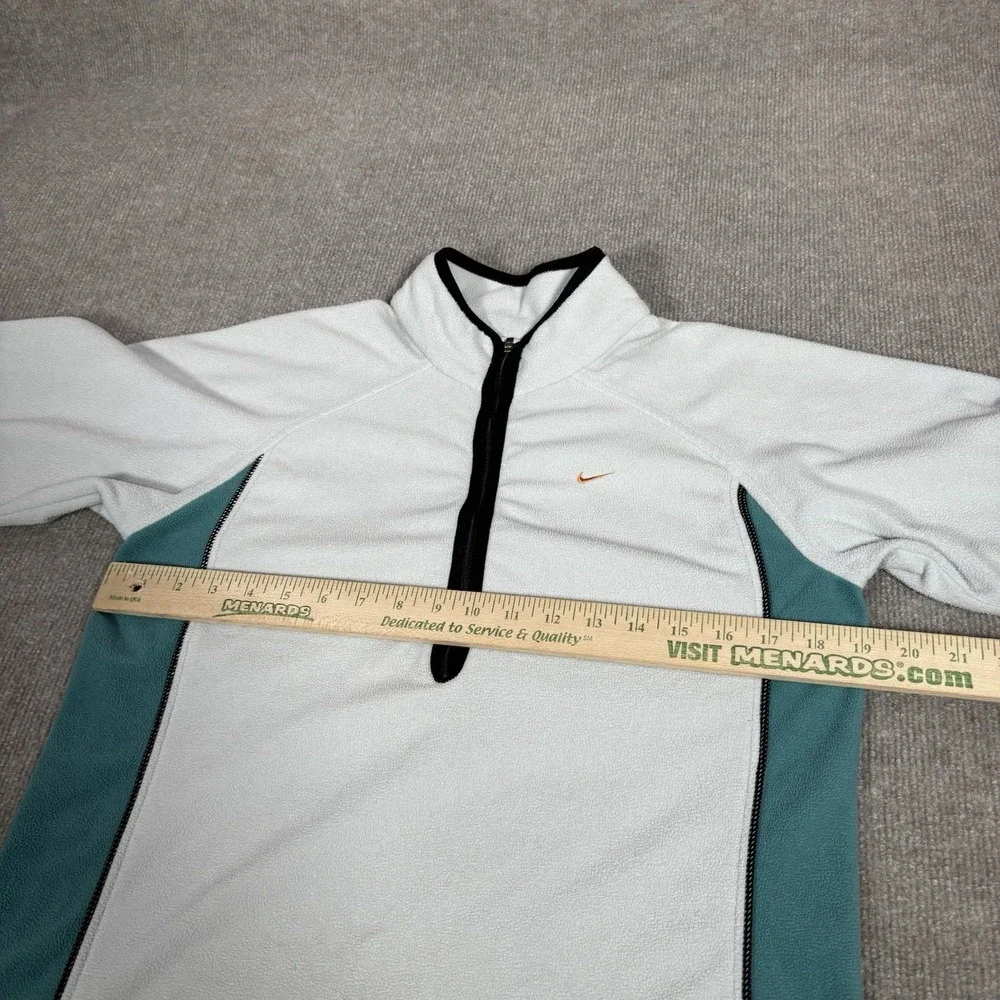 Vintage Nike‎ 1/4 Zip Pullover Womens M White Teal Fleece NikeFit Athletic 90s
